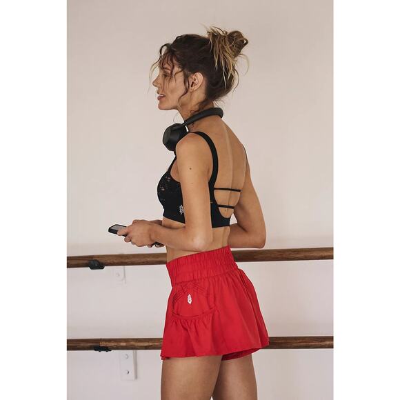Free People Movement Girl Get Your Flirt On  Shorts in Red Size Large - Picture 3 of 9